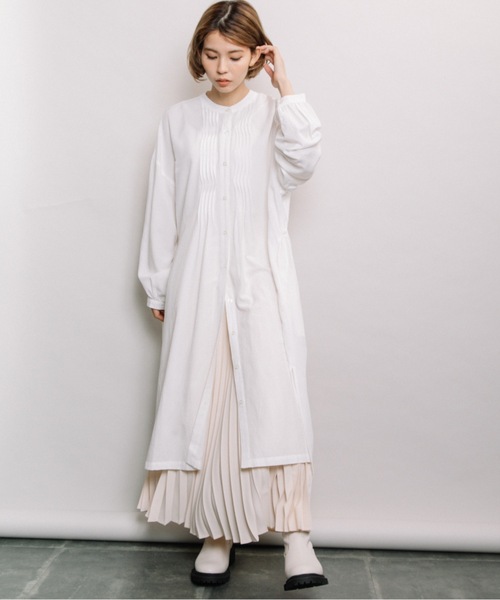 refinedworks（リファインドワークス）の「バックドロストギャザーOP（ワンピース・レディース・ベージュ/ネイビー/オフホワイト・FREE）」の15枚目の写真