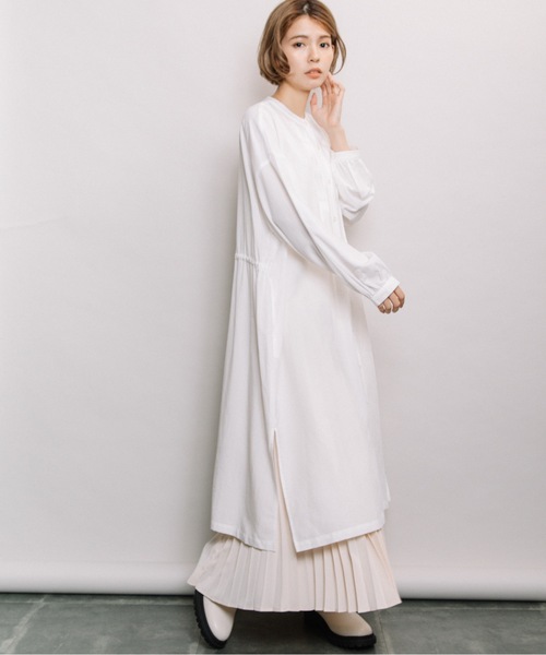 refinedworks（リファインドワークス）の「バックドロストギャザーOP（ワンピース・レディース・ベージュ/ネイビー/オフホワイト・FREE）」の16枚目の写真