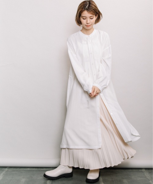 refinedworks（リファインドワークス）の「バックドロストギャザーOP（ワンピース・レディース・ベージュ/ネイビー/オフホワイト・FREE）」の19枚目の写真