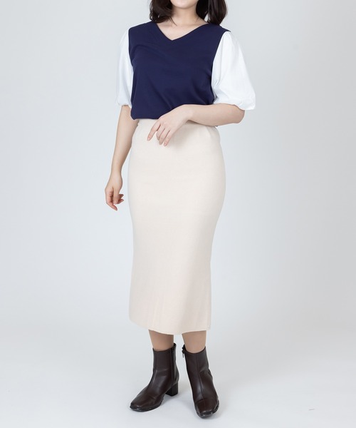 Anuenue(アヌエヌエ)の「Iラインミモレ丈タイトスカート(スカート・レディース・ブラック/ベージュ/パープル/グレー・FREE)」の19枚目の写真