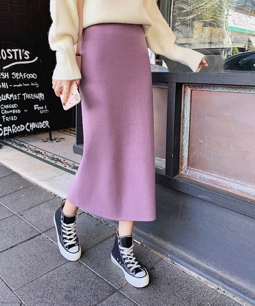 Anuenue(アヌエヌエ)の「Iラインミモレ丈タイトスカート(スカート・レディース・ブラック/ベージュ/パープル/グレー・FREE)」の13枚目の写真