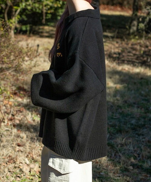 PairPair(ペアペア)の「クマジャガードポロニットプルオーバー(ユニセックス)(ニット/セーター・レディース・ブラック/グリーン・FREE)」の10枚目の写真