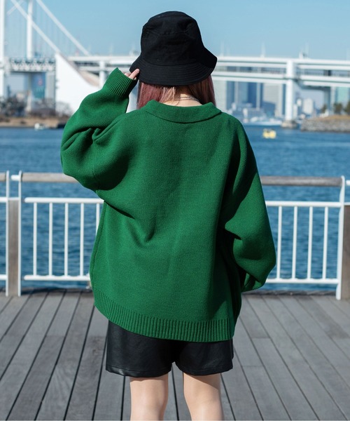 PairPair(ペアペア)の「クマジャガードポロニットプルオーバー(ユニセックス)(ニット/セーター・レディース・ブラック/グリーン・FREE)」の17枚目の写真