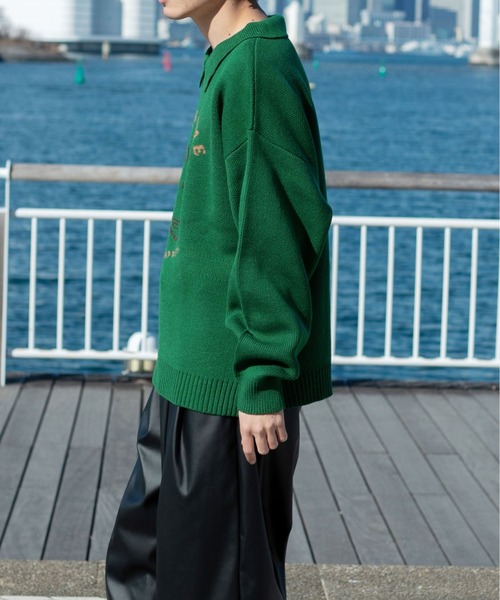 PairPair(ペアペア)の「クマジャガードポロニットプルオーバー(ユニセックス)(ニット/セーター・レディース・ブラック/グリーン・FREE)」の20枚目の写真