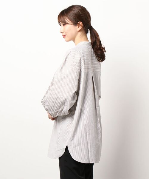 RETRO GIRL（レトロガール）の「バンドカラーストライプシャツ（シャツ/ブラウス・レディース・ブラウン系その他/ピンク系その他/グリーン系その他・FREE）」の4枚目の写真