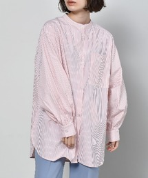 RETRO GIRL | バンドカラーストライプシャツ(シャツ/ブラウス)