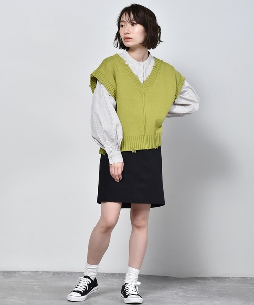 RETRO GIRL（レトロガール）の「バンドカラーストライプシャツ（シャツ/ブラウス・レディース・ブラウン系その他/ピンク系その他/グリーン系その他・FREE）」の10枚目の写真