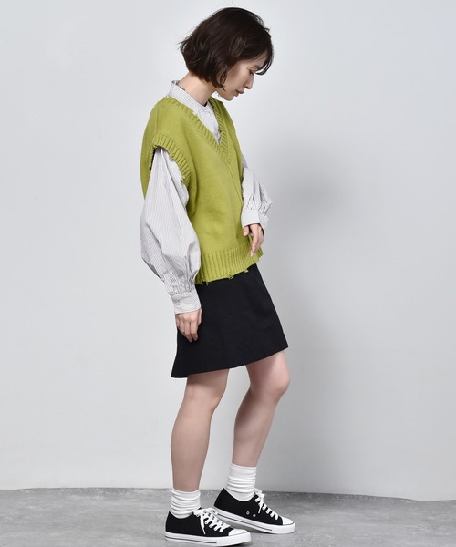 RETRO GIRL（レトロガール）の「バンドカラーストライプシャツ（シャツ/ブラウス・レディース・ブラウン系その他/ピンク系その他/グリーン系その他・FREE）」の11枚目の写真