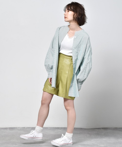 RETRO GIRL（レトロガール）の「バンドカラーストライプシャツ（シャツ/ブラウス・レディース・ブラウン系その他/ピンク系その他/グリーン系その他・FREE）」の12枚目の写真