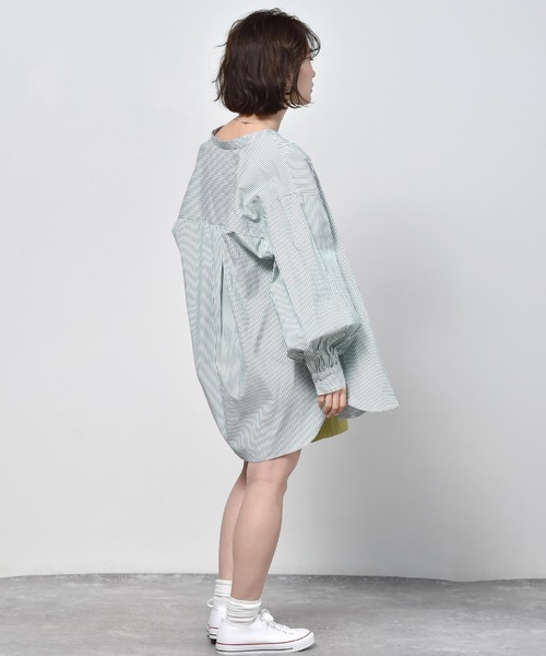 RETRO GIRL（レトロガール）の「バンドカラーストライプシャツ（シャツ/ブラウス・レディース・ブラウン系その他/ピンク系その他/グリーン系その他・FREE）」の15枚目の写真