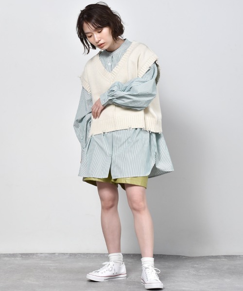 RETRO GIRL（レトロガール）の「バンドカラーストライプシャツ（シャツ/ブラウス・レディース・ブラウン系その他/ピンク系その他/グリーン系その他・FREE）」の16枚目の写真