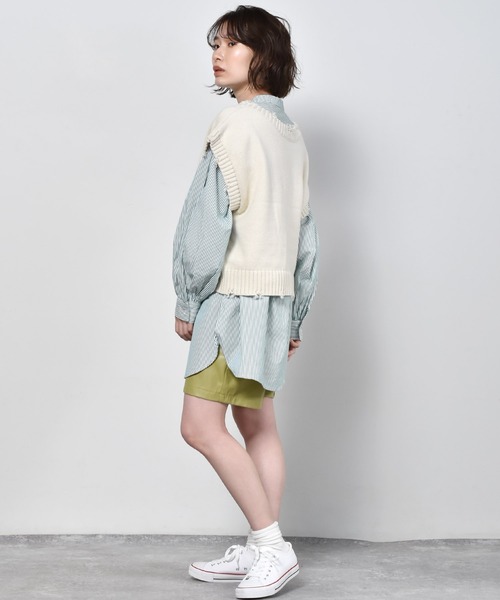 RETRO GIRL（レトロガール）の「バンドカラーストライプシャツ（シャツ/ブラウス・レディース・ブラウン系その他/ピンク系その他/グリーン系その他・FREE）」の17枚目の写真