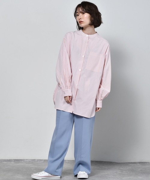 RETRO GIRL（レトロガール）の「バンドカラーストライプシャツ（シャツ/ブラウス・レディース・ブラウン系その他/ピンク系その他/グリーン系その他・FREE）」の18枚目の写真