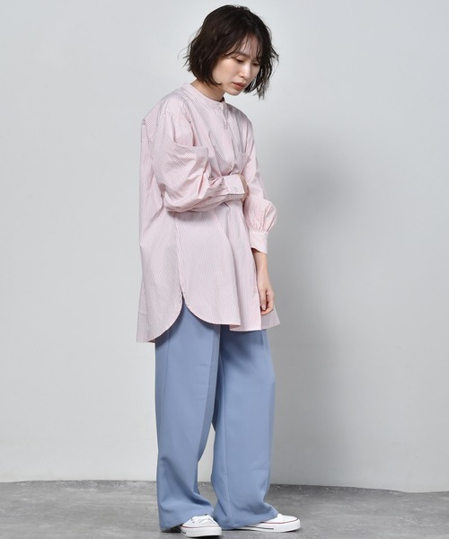 RETRO GIRL（レトロガール）の「バンドカラーストライプシャツ（シャツ/ブラウス・レディース・ブラウン系その他/ピンク系その他/グリーン系その他・FREE）」の19枚目の写真