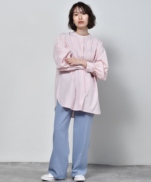 RETRO GIRL（レトロガール）の「バンドカラーストライプシャツ（シャツ/ブラウス・レディース・ブラウン系その他/ピンク系その他/グリーン系その他・FREE）」の20枚目の写真