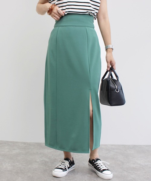 MLI'A(エムリア)の「カットナロースカート(スカート・レディース・ブルー/グリーン/ブラック/ライトベージュ・FREE)」の3枚目の写真