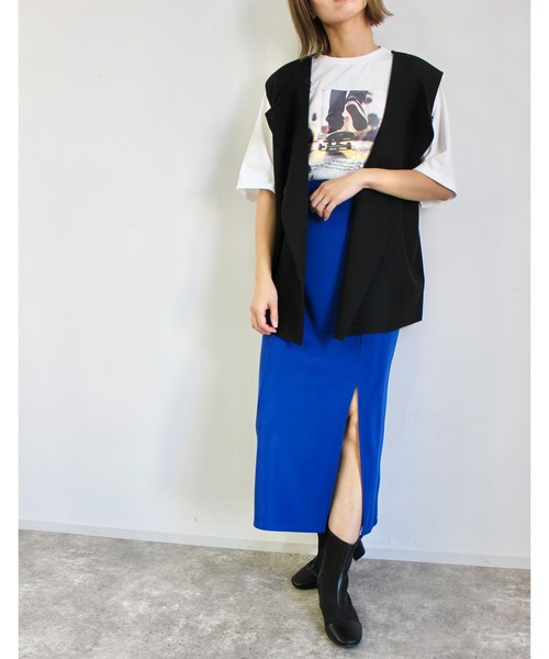 MLI'A(エムリア)の「カットナロースカート(スカート・レディース・ブルー/グリーン/ブラック/ライトベージュ・FREE)」の15枚目の写真