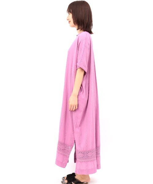 チチカカ（チチカカ）の「コットンレースストライプワンピース（ワンピース・レディース・パープル/ブラウン/イエロー・FREE）」の11枚目の写真