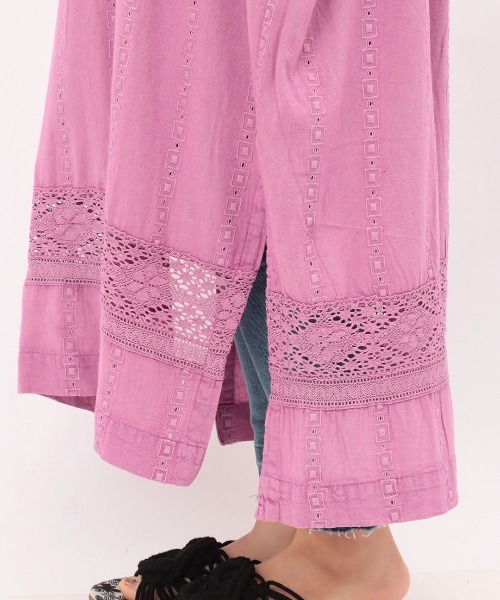 チチカカ（チチカカ）の「コットンレースストライプワンピース（ワンピース・レディース・パープル/ブラウン/イエロー・FREE）」の16枚目の写真