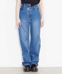 X-girl | ASSYMETRIC WAIST DENIM PANTS/アシンメトリーウエスト　デニムパンツ(デニムパンツ)