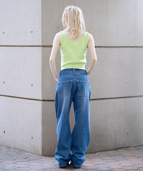 X-girl（エックスガール）の「ASSYMETRIC WAIST DENIM PANTS