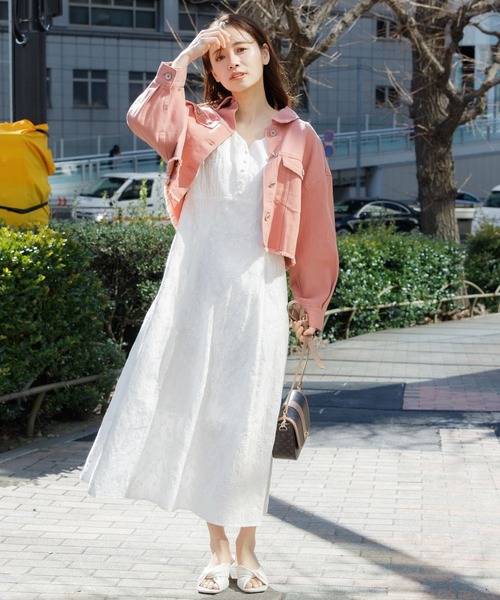 mysty woman（ミスティウーマン）の「USED加工デニムショートＧジャン 268862（デニムジャケット・レディース・ベージュ/ピンク/モカ・FREE）」の4枚目の写真