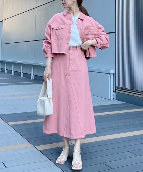 mysty woman（ミスティウーマン）の「USED加工デニムショートＧジャン 268862（デニムジャケット・レディース・ベージュ/ピンク/モカ・FREE）」の11枚目の写真