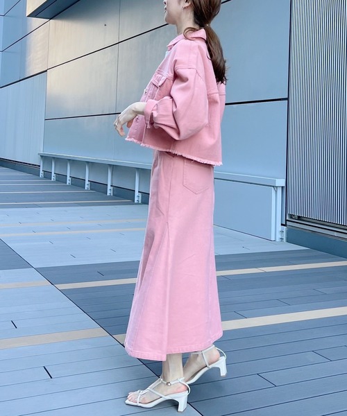 mysty woman（ミスティウーマン）の「USED加工デニムショートＧジャン 268862（デニムジャケット・レディース・ベージュ/ピンク/モカ・FREE）」の12枚目の写真