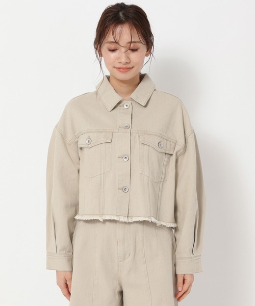 mysty woman（ミスティウーマン）の「USED加工デニムショートＧジャン 268862（デニムジャケット・レディース・ベージュ/ピンク/モカ・FREE）」の16枚目の写真