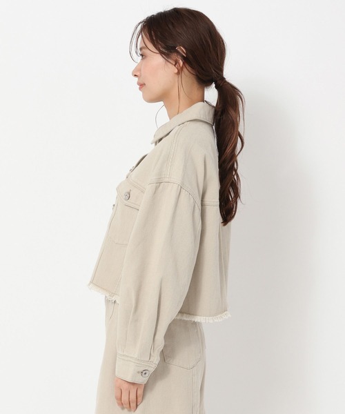 mysty woman（ミスティウーマン）の「USED加工デニムショートＧジャン 268862（デニムジャケット・レディース・ベージュ/ピンク/モカ・FREE）」の17枚目の写真