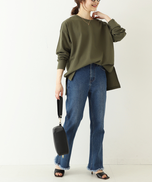 SLOBE IENA(スローブイエナ)の「サイドスリットカットソー◆(Tシャツ/カットソー・レディース・ホワイト/カーキ・FREE)」の5枚目の写真