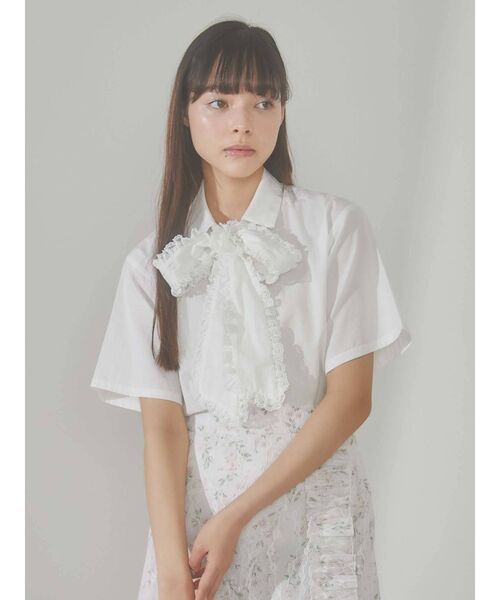 merry jenny（メリージェニー）の「フリルボウタイブラウス（シャツ/ブラウス・レディース・オフホワイト/ブラック/ピンク・FREE）」の4枚目の写真