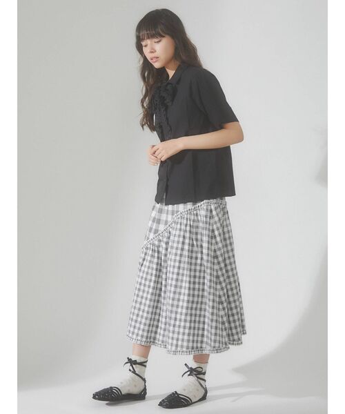 merry jenny（メリージェニー）の「フリルボウタイブラウス（シャツ/ブラウス・レディース・オフホワイト/ブラック/ピンク・FREE）」の5枚目の写真