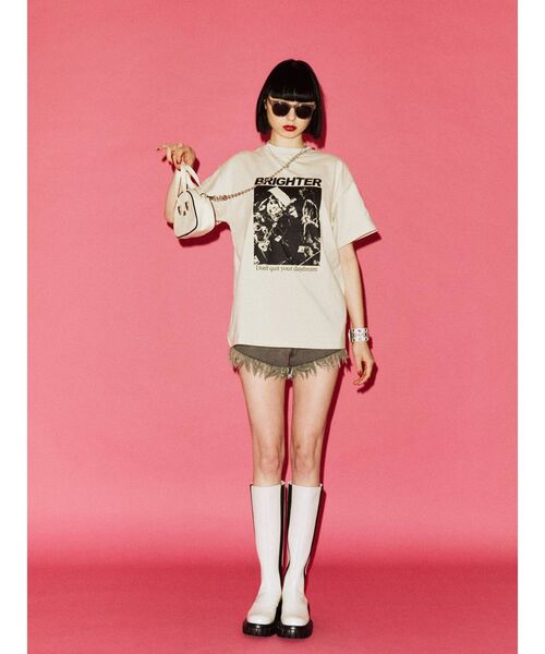 jouetie(ジュエティ)の「カラーグランジBIG Tシャツ(Tシャツ/カットソー・レディース・アイボリー/ブラック/ピンク・MEDIUM)」の7枚目の写真