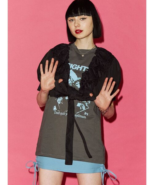 jouetie(ジュエティ)の「カラーグランジBIG Tシャツ(Tシャツ/カットソー・レディース・アイボリー/ブラック/ピンク・MEDIUM)」の9枚目の写真