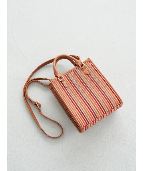 earth music&ecology（アースミュージックアンドエコロジー）の「【TGC着用】ストライプシートショルダーバッグ（ショルダーバッグ・レディース・ベージュ/オレンジ・FREE）」の10枚目の写真