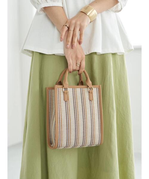 earth music&ecology（アースミュージックアンドエコロジー）の「【TGC着用】ストライプシートショルダーバッグ（ショルダーバッグ・レディース・ベージュ/オレンジ・FREE）」の11枚目の写真