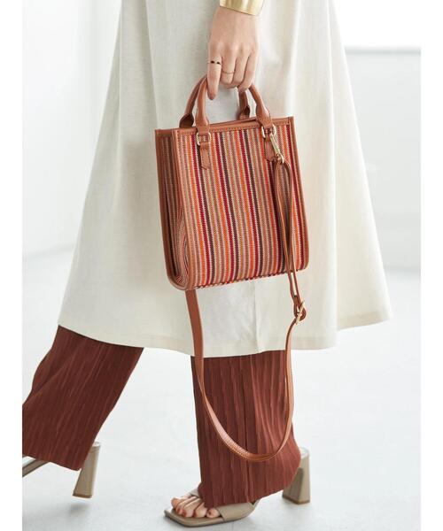 earth music&ecology（アースミュージックアンドエコロジー）の「【TGC着用】ストライプシートショルダーバッグ（ショルダーバッグ・レディース・ベージュ/オレンジ・FREE）」の15枚目の写真