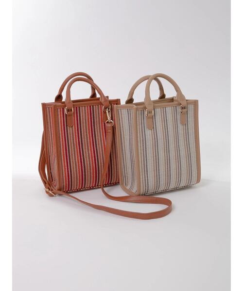 earth music&ecology（アースミュージックアンドエコロジー）の「【TGC着用】ストライプシートショルダーバッグ（ショルダーバッグ・レディース・ベージュ/オレンジ・FREE）」の18枚目の写真