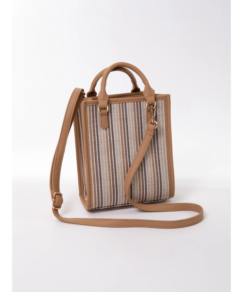 earth music&ecology（アースミュージックアンドエコロジー）の「【TGC着用】ストライプシートショルダーバッグ（ショルダーバッグ・レディース・ベージュ/オレンジ・FREE）」の8枚目の写真