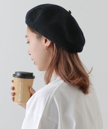 麻混ニットベレー帽