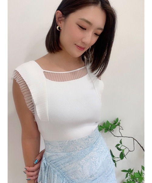 DURAS(デュラス)の「2WAYシアーフリルトップ(Tシャツ/カットソー・レディース・グレー系その他/ブラック/パープル/ホワイト・FREE)」の2枚目の写真