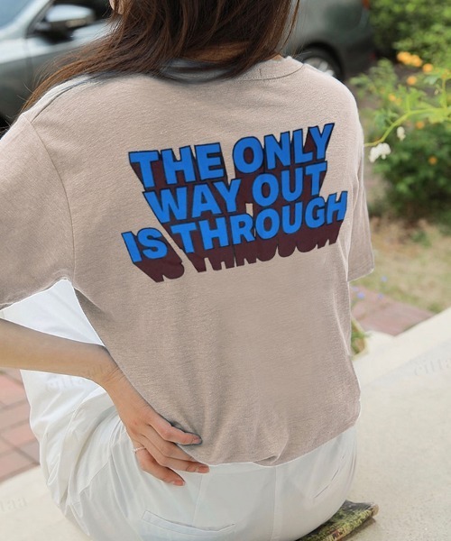 Dalfwin(ダールフィン)の「WAYOUTロゴ半袖Tシャツ(Tシャツ/カットソー・レディース・ベージュ/グレー/クリーム・FREE)」の3枚目の写真
