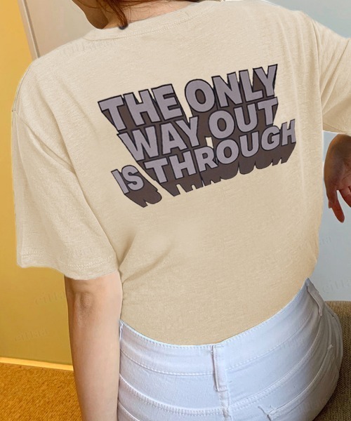 Dalfwin(ダールフィン)の「WAYOUTロゴ半袖Tシャツ(Tシャツ/カットソー・レディース・ベージュ/グレー/クリーム・FREE)」の1枚目の写真