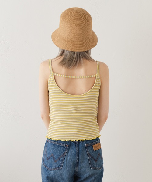 Kastane（カスタネ）の「【新色追加】カップ付2ストラップボーダーキャミ（Tシャツ/カットソー・レディース・イエロー/グリーン/ピンク/オフホワイト・FREE）」の9枚目の写真