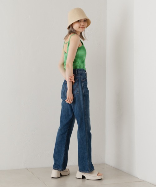 Kastane（カスタネ）の「【新色追加】カップ付2ストラップボーダーキャミ（Tシャツ/カットソー・レディース・イエロー/グリーン/ピンク/オフホワイト・FREE）」の16枚目の写真