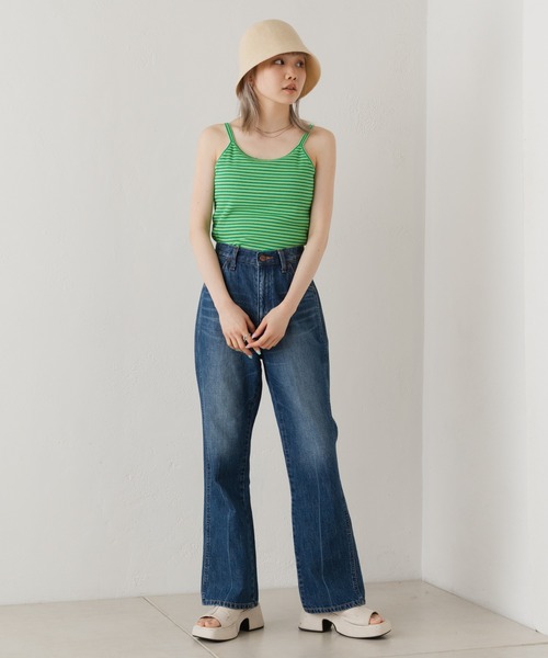 Kastane（カスタネ）の「【新色追加】カップ付2ストラップボーダーキャミ（Tシャツ/カットソー・レディース・イエロー/グリーン/ピンク/オフホワイト・FREE）」の17枚目の写真