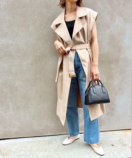 MLI'A(エムリア)の「ノースリロングトレンチジレ(トレンチコート・レディース・ベージュ/アイボリー・M)」の1枚目の写真