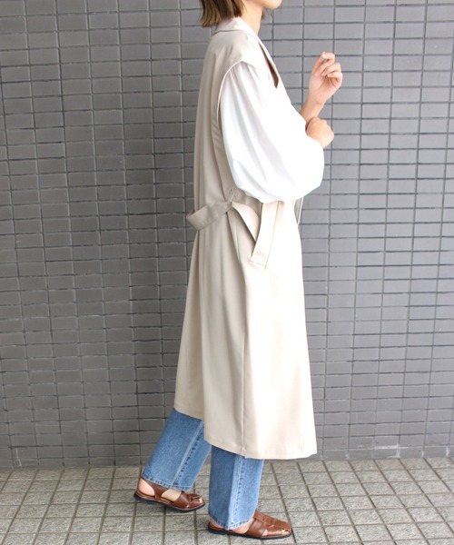 MLI'A(エムリア)の「ノースリロングトレンチジレ(トレンチコート・レディース・ベージュ/アイボリー・M)」の4枚目の写真