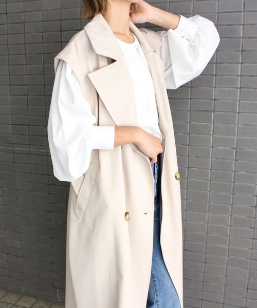 MLI'A(エムリア)の「ノースリロングトレンチジレ(トレンチコート・レディース・ベージュ/アイボリー・M)」の5枚目の写真